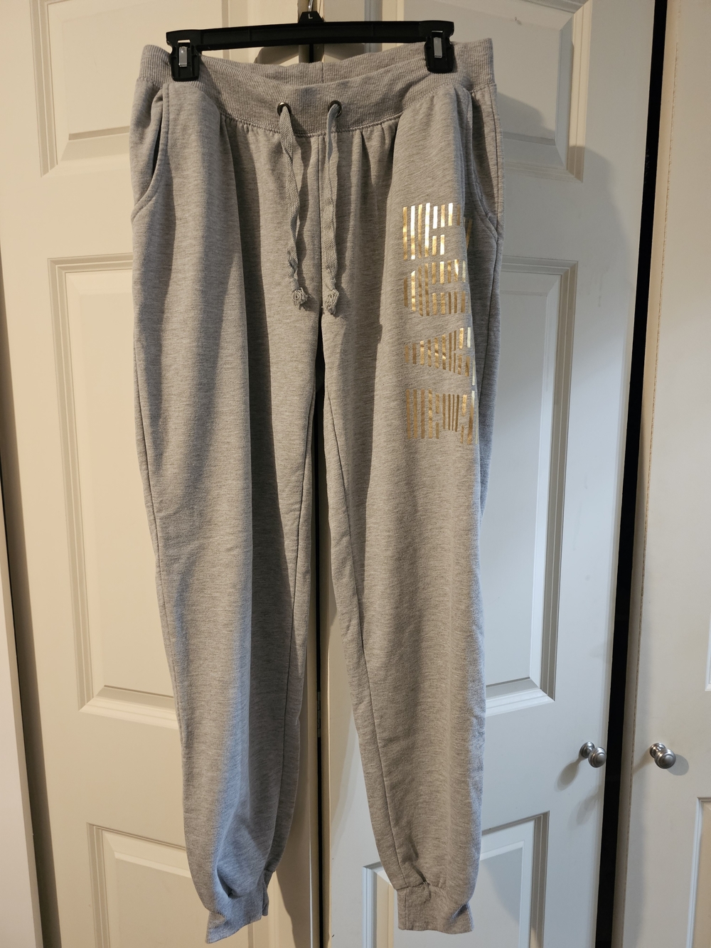 Coco Limon Light Gray Jogger Sweatpants with Gold Foil Accent With Pockets